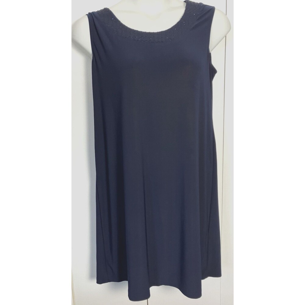 R & M Collection Womens Sleeveless Sheath Dress Navy Blue Size 14